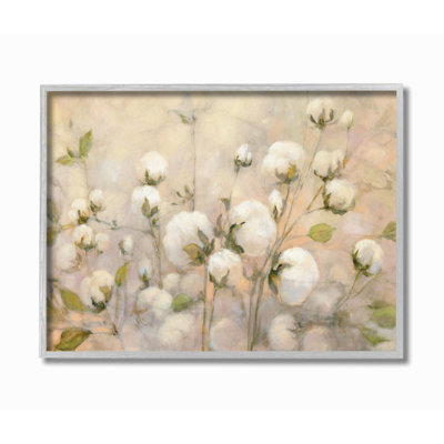 " Abstract Cotton Field Floral Country Beige Green " by Julia Purinton