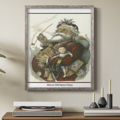 «Merry Santa», reproduction encadrée - bois massif