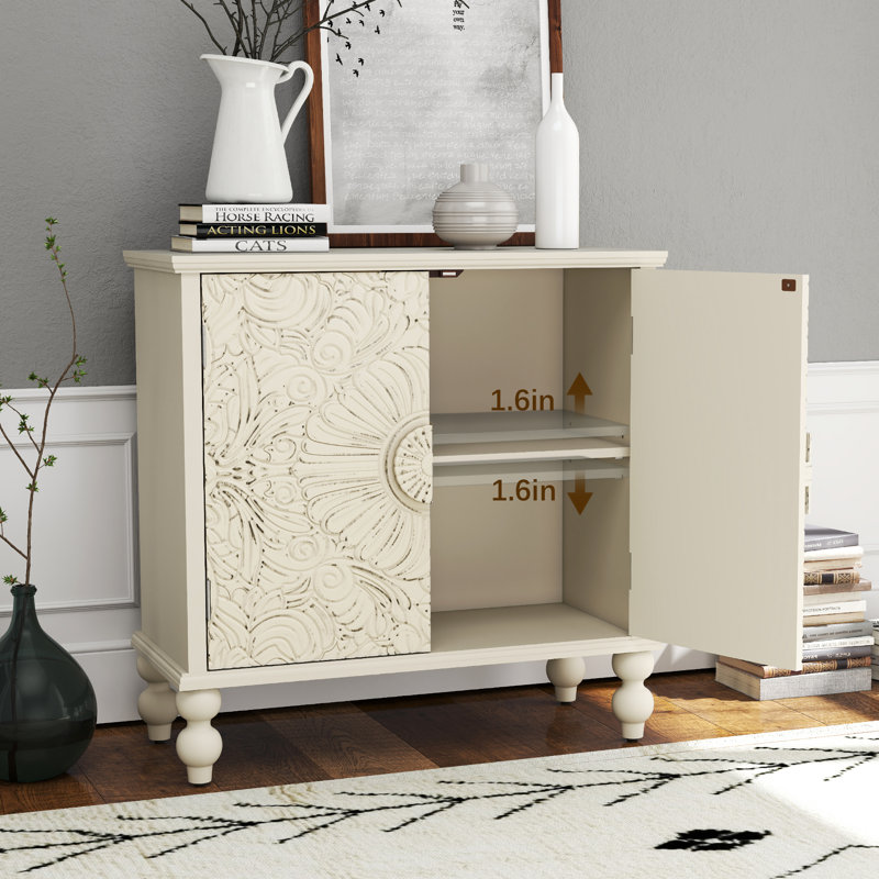 31.5" Sideboard with Solid Wood Legs, Beige