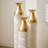 Medhansh White and Gold Floor Vase, Large Metal Floor Vase with Embossed Stripe Pattern, Antique White Finish (Set of 3)