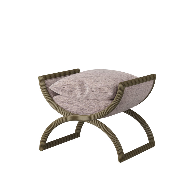 Fillmore Solid Wood Accent Stool, Dune, Merino Porcelain (Performance fabric) 1360-96
