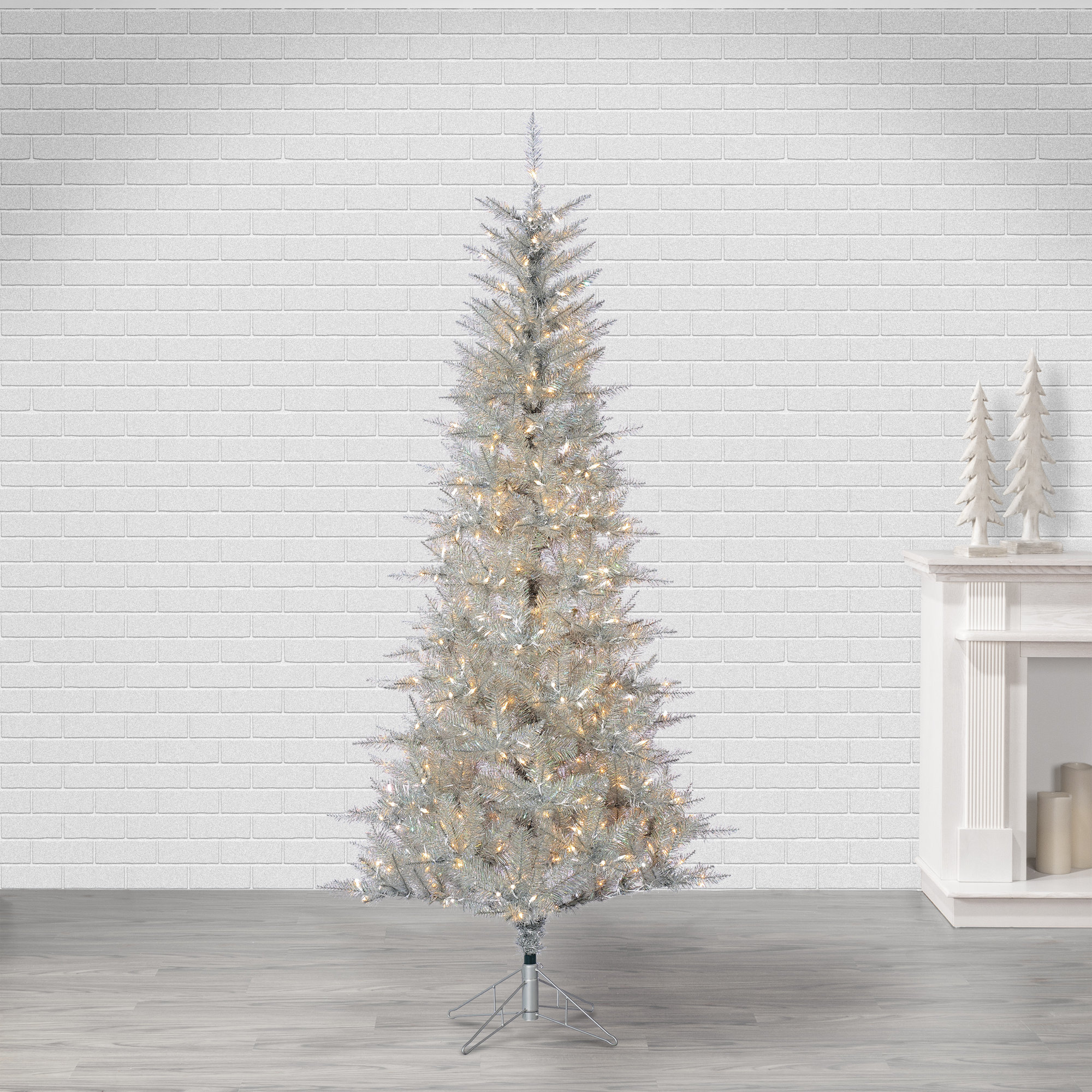 Silver Artificial Christmas Tree, 90" H x 44" W x 44" D