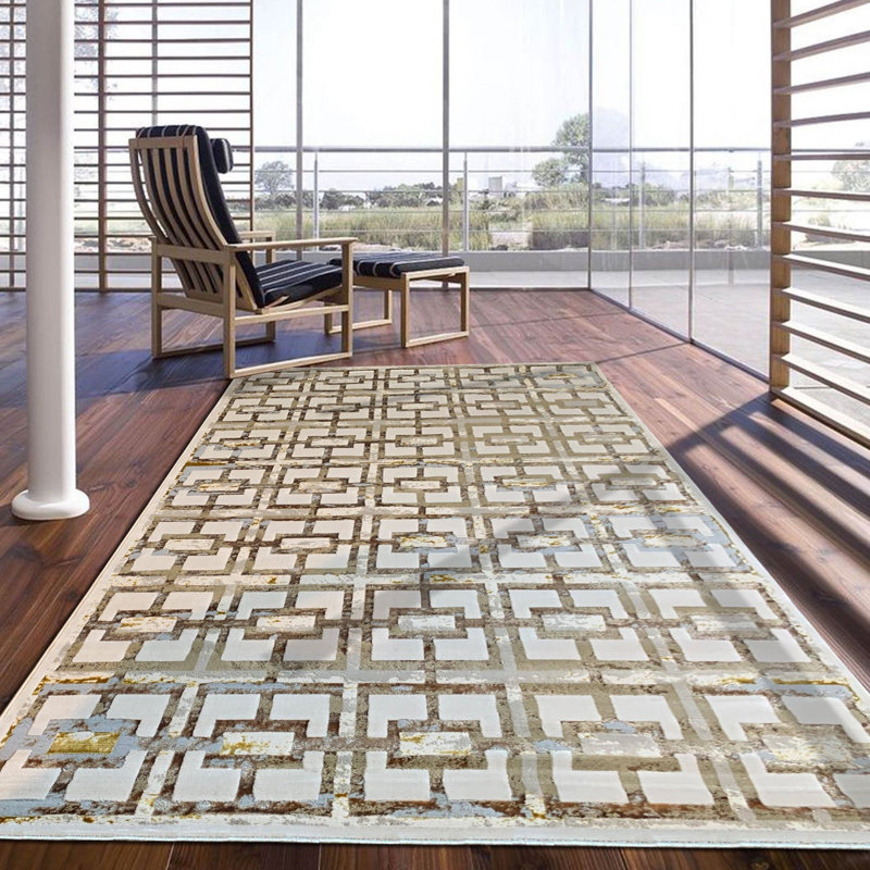 Tapis abstrait beige, Rectangle 5 pi x 7 pi