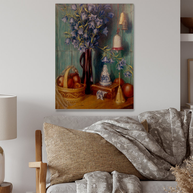 Nature morte, fruits et fleurs, impression sur bois sans cadre, H 32 po x l 16 po x P 1 po