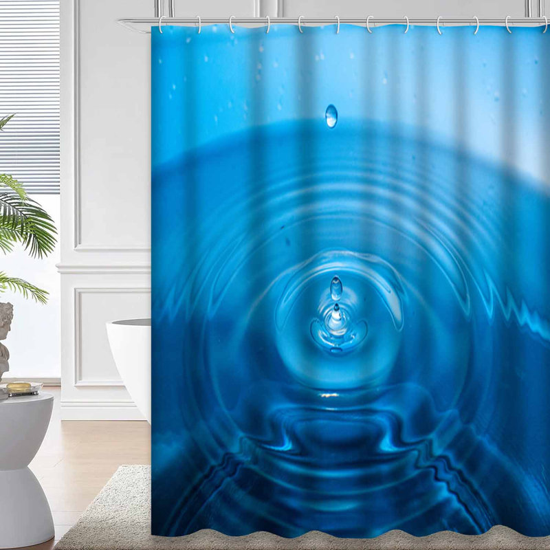Rideau de douche bleu imperméable, rideaux de douche pour la salle de bain avec 12 crochets, 72" L x 84" W