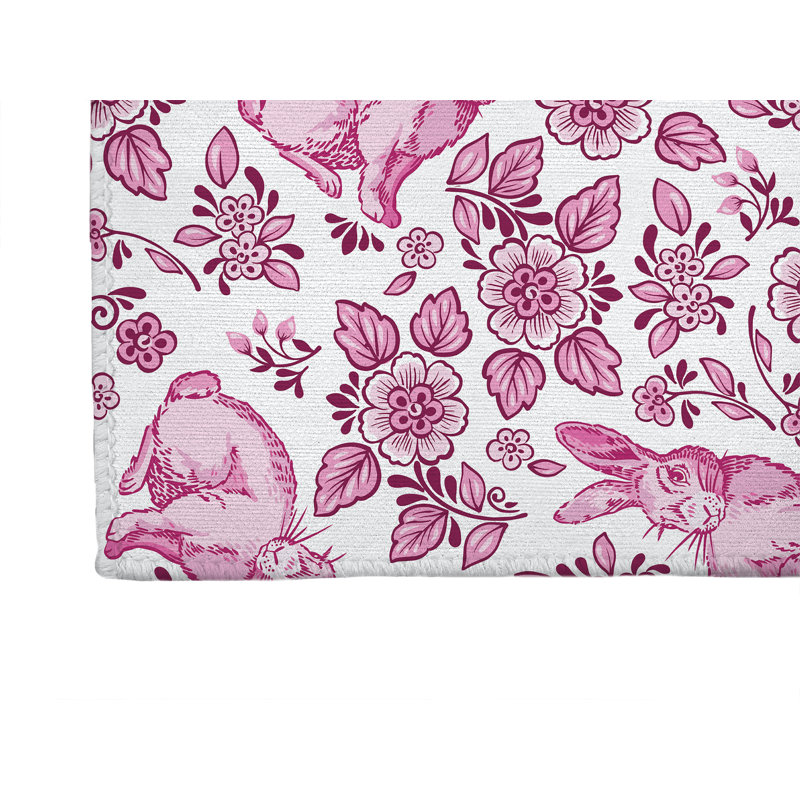 Tapis de bureau léger et antidérapant Bunny Toile, L 84 po x P 60 po, Rose