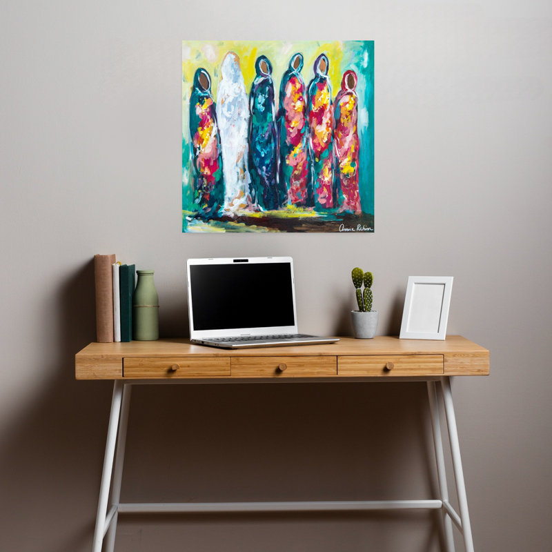 Le mariage, art contemporain abstrait, 18" H x 18" W