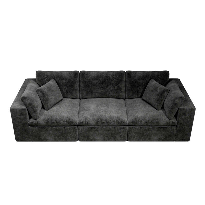 Modular Sectional Sofa Seat,Upholstered Compressed Couch For Living Room,Bedroom,Apartment,No Assembly Required,3PC Free Combination,Plush Corduroy Fabric