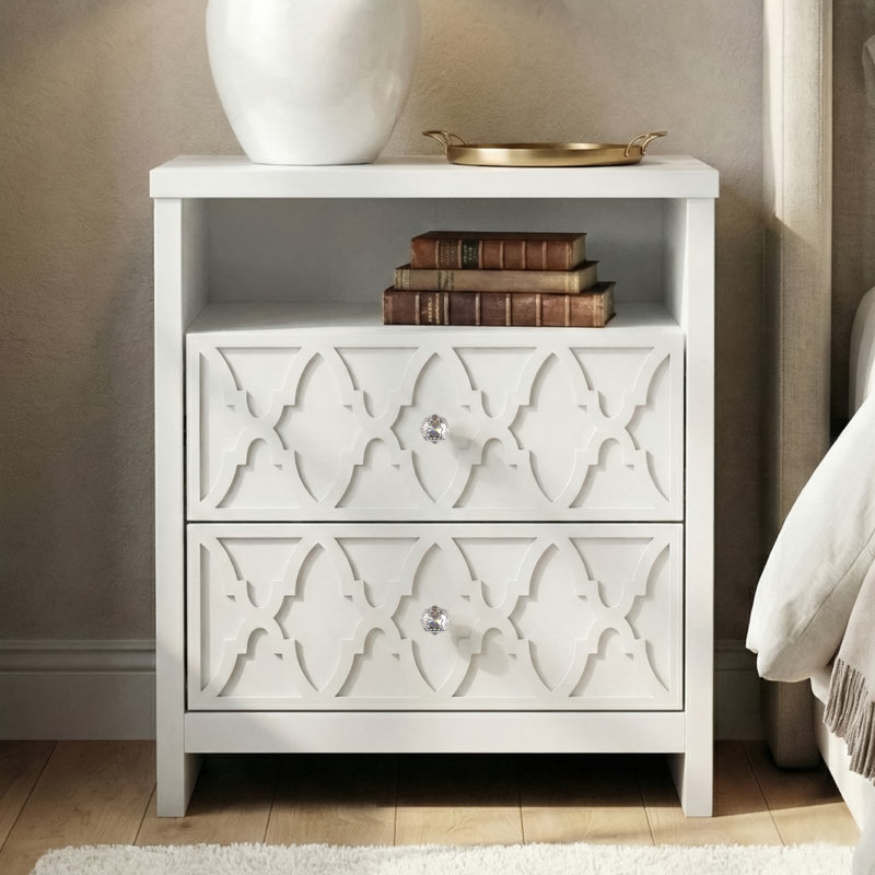 Chessani 26.8" 2 Drawer Nightstand, White, Individual