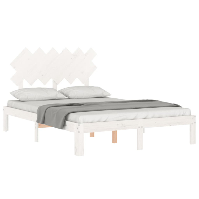 Bed Frame with Headboard, White, Double (4'6)