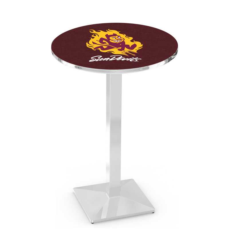 Round Metal Base Dining Table, Chrome, Arizona State University