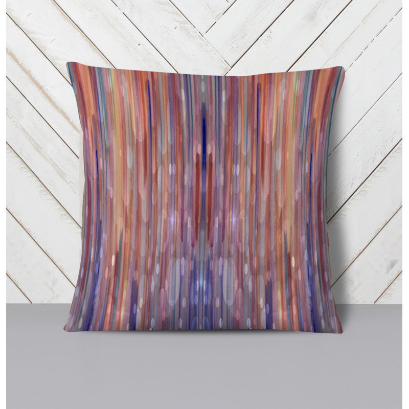 Throw Pillow With Insert, Orange/Purple Striped/Abstract 2, 18"H x 18"W