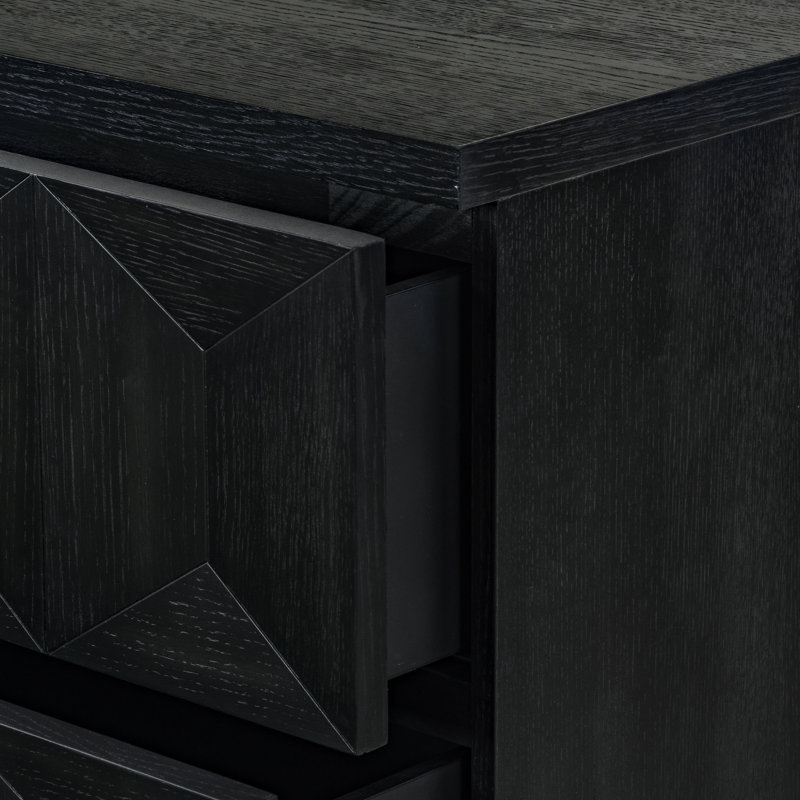 Deziree Wood 6 Drawer Dresser, Black