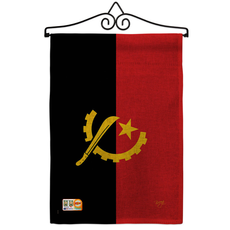 L’angola du monde en toile jute à 2 côtés 19 x 13 po drapeau de jardin