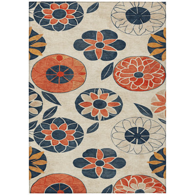 Machine Washable Indoor/Outdoor Kimberlin ACN2179 Floral Rug