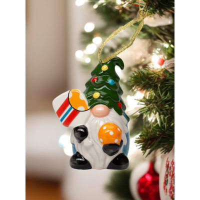 Pickleball Santa Gnome Ornament