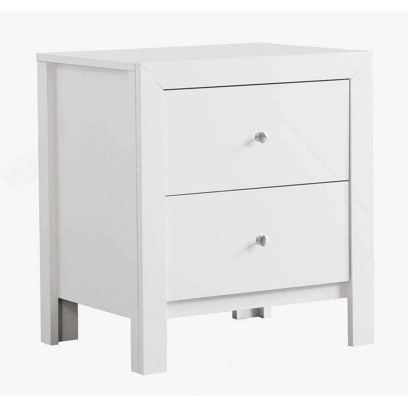 Table de chevet transitionnelle blanche élégante, Blanc