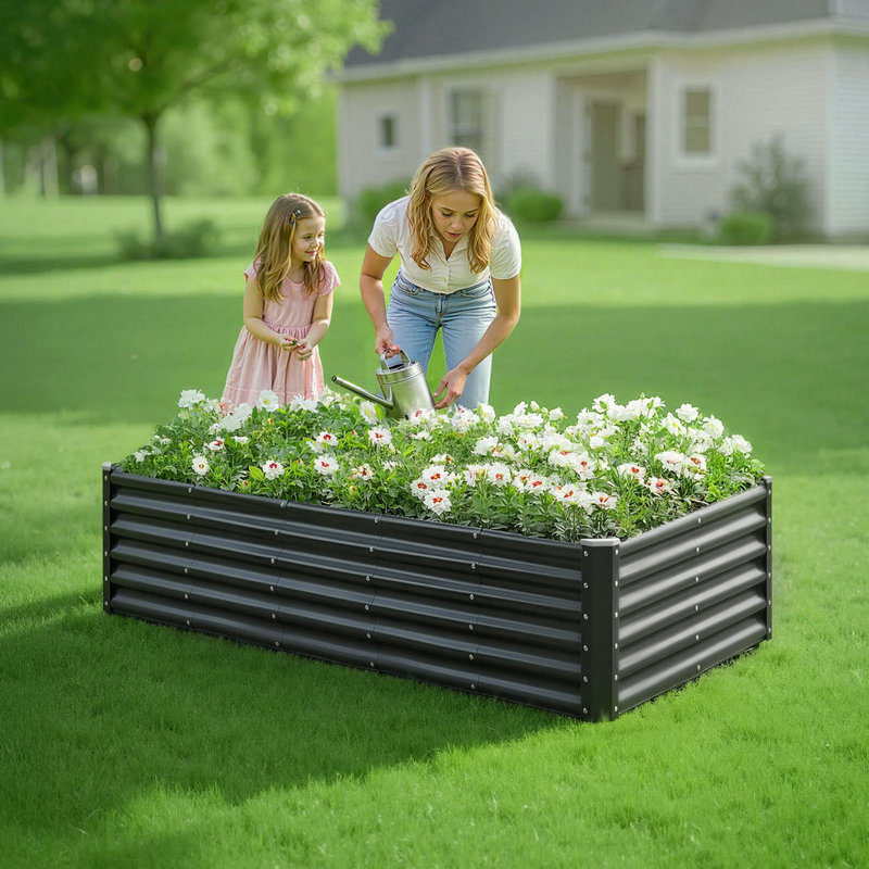 Raised Garden Bed, 60cm H x 240cm W x 120cm D, Grey