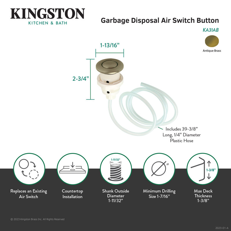 Bouton de changement d'air pour poubelle Kingston Brass Trimscape
