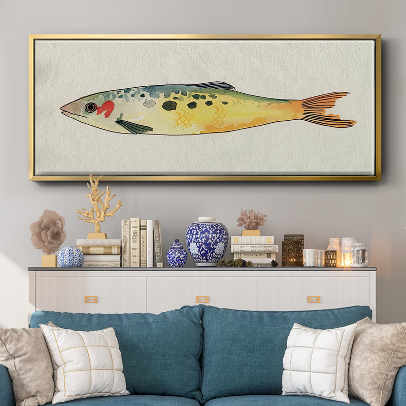 Poisson fantaisiste I - toile encadrée, H 24 po x l 60 po