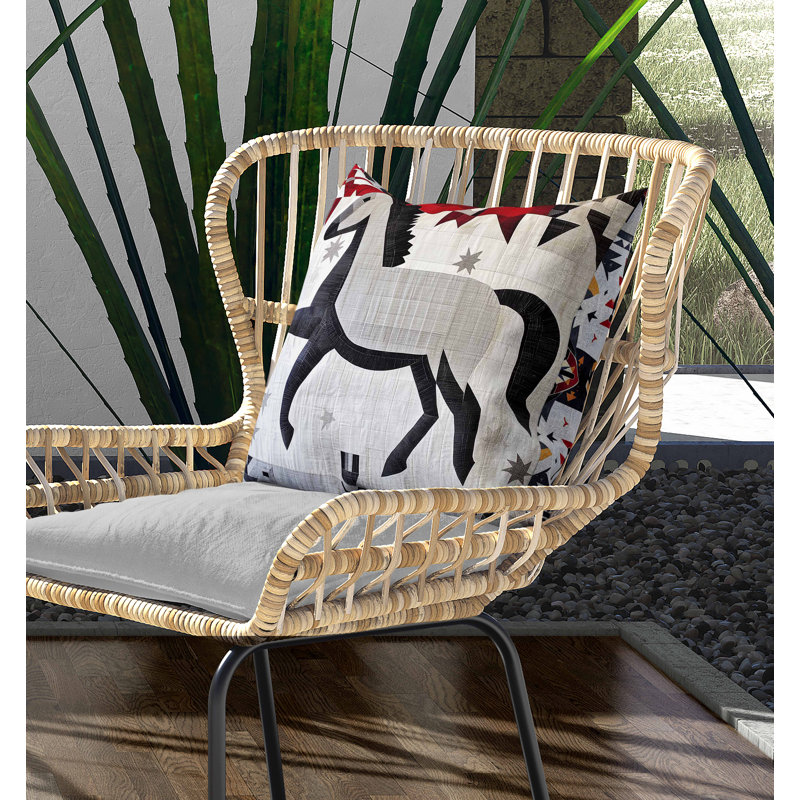 Coussin intérieur / extérieur Starry Night Rider, Noir / rouge / gris, Carré 16 po