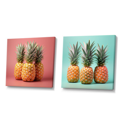 Ananas en saveur pastel - Ensemble de 2 ananas carrés