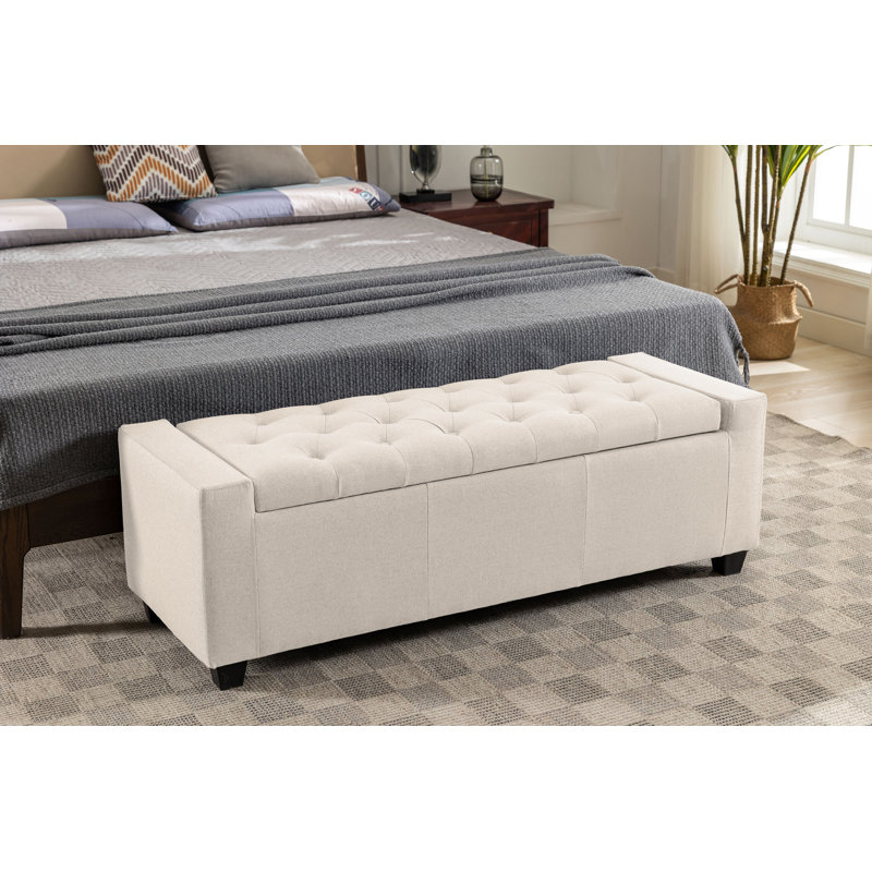 Banc de rangement avec repose-pieds Ayob, Beige