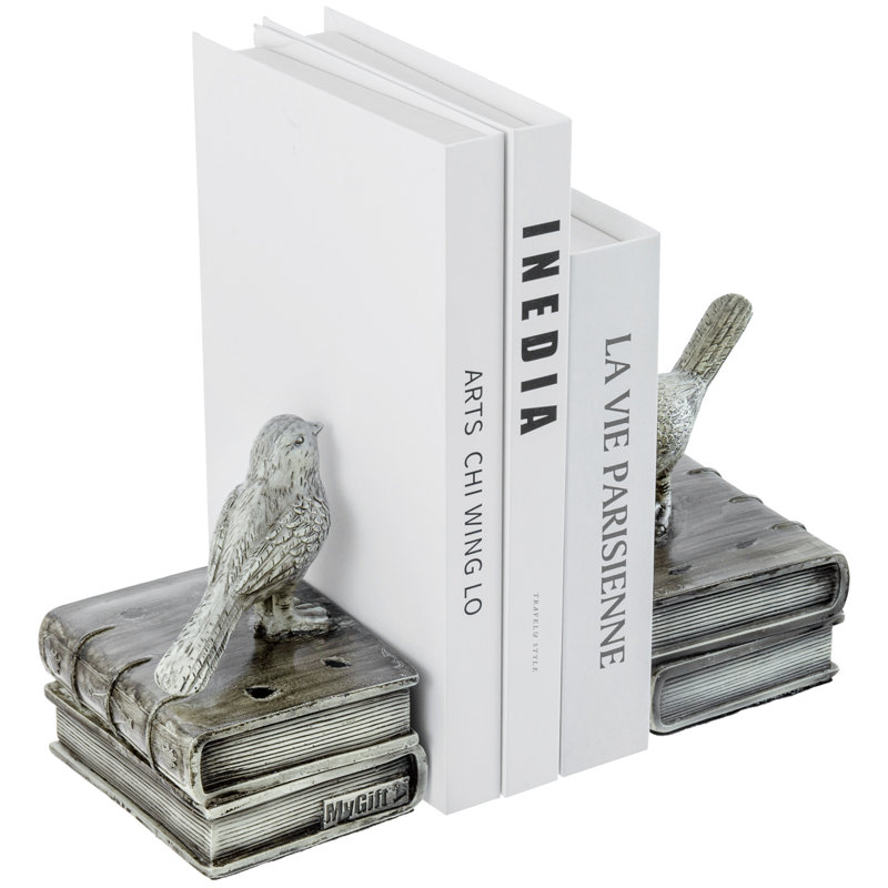 Serre-livres oiseaux décoratifs pour livres lourds - Serre-livres de ferme en résine rétro, Gris rétro
