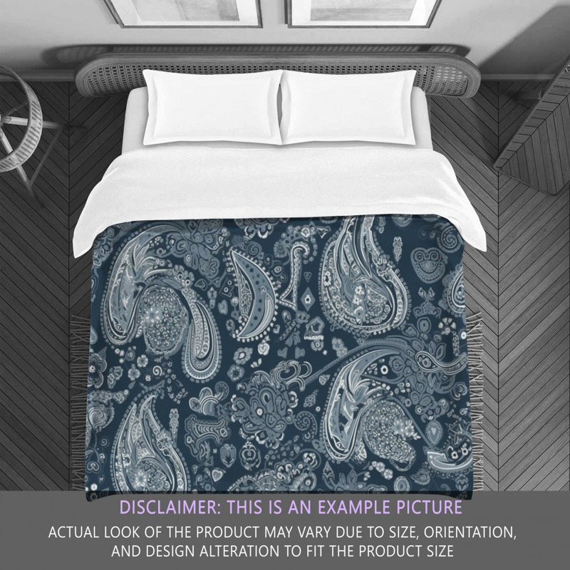 Paisley Blue/Silver Microfiber Comforter, Twin Extra Long Comforter