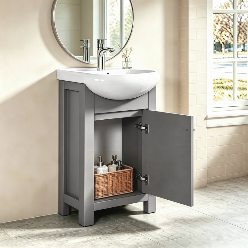 Chrystan 18'' Mini Single Bathroom Vanity with Ceramic Top