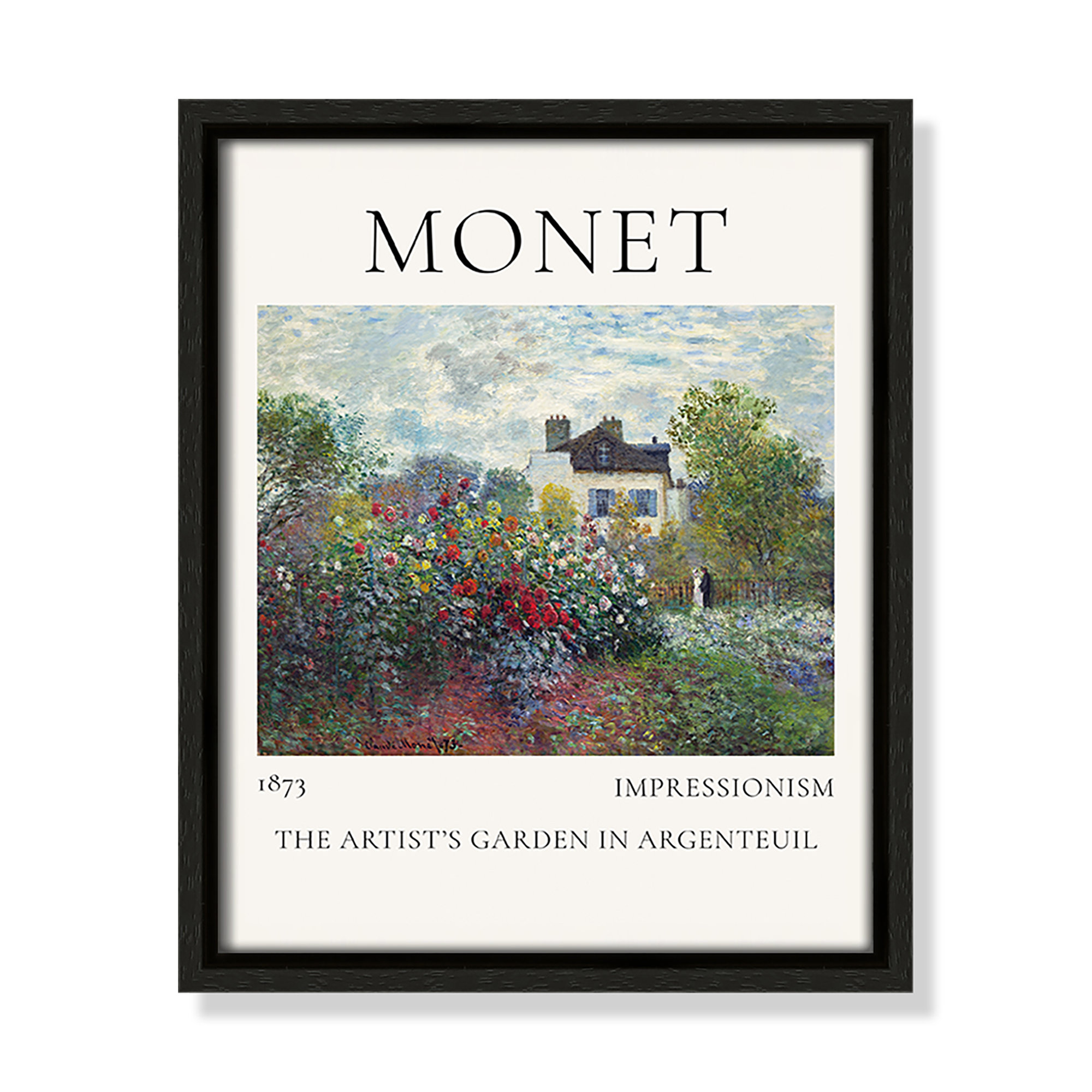 Artists Garden in Argenteuil Print by Claude Monet, 11.5" H x 9.5" W x 2" D, Espresso Floater Frame, No