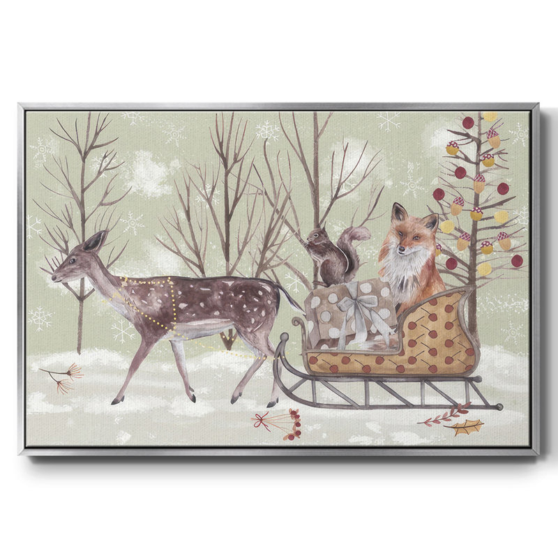 Christmas Time Collection A, reproduction d'art sur toile, Encadrement argenté, H 25 po x l 37 po x P 1,5 po