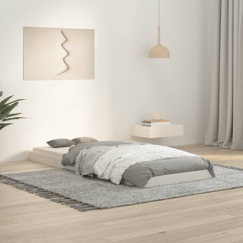 Bed Frame Solid Wood, Small Single (2'6), white