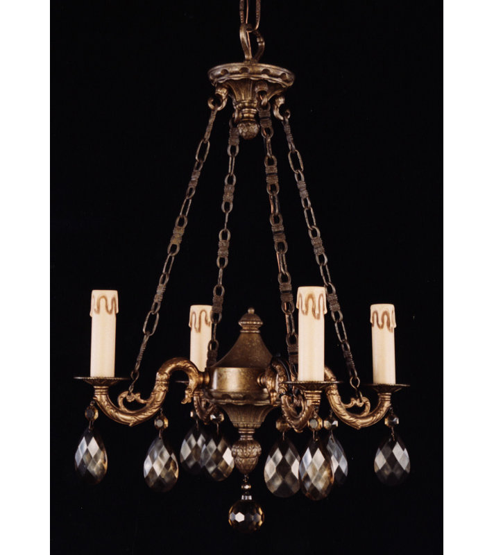 Demps 4 - Light Candle Style Chandelier, Antique French Gold