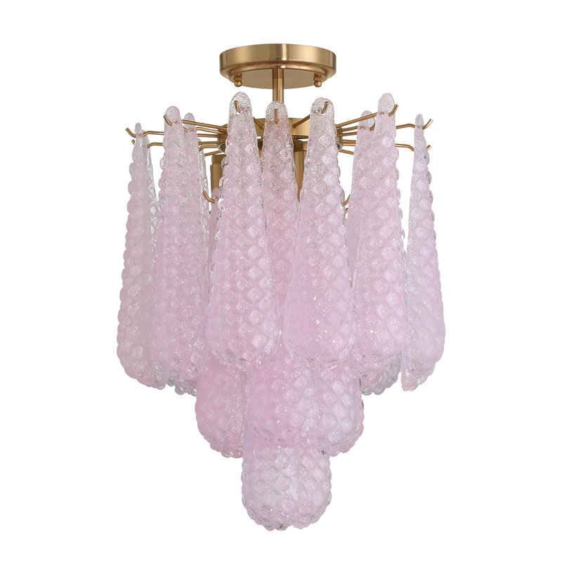 Hamrah 4 Light Aged Brass Semi Flush Mount, Blush