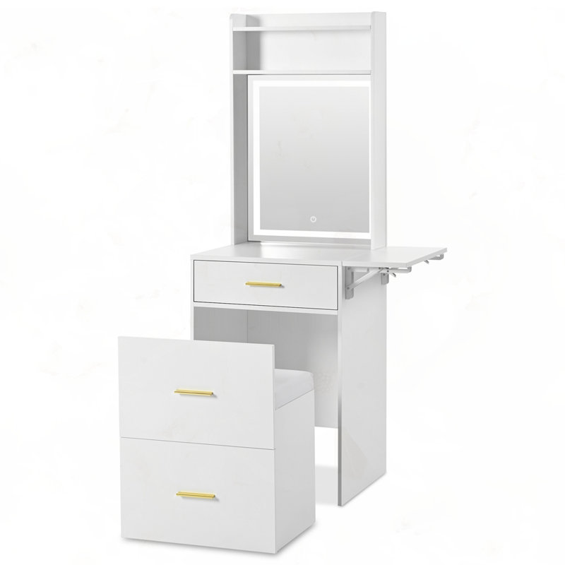 Petit bureau de coiffeuse avec miroir et lumière