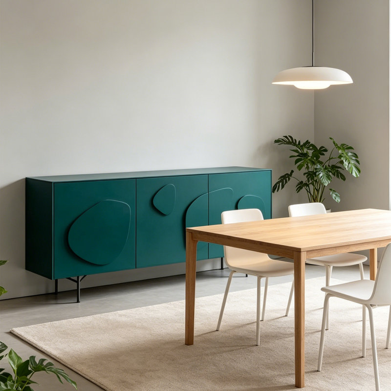 Modern irregular pattern side cabinet, Black/Teal