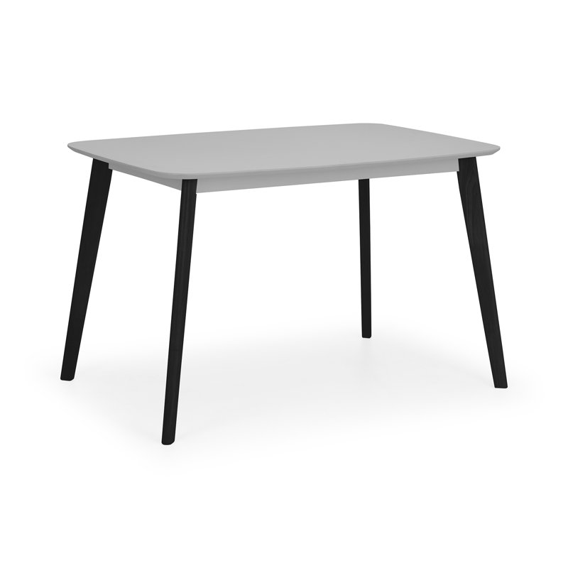 Aramis Solid Wood Base Dining Table, Light Grey, Black