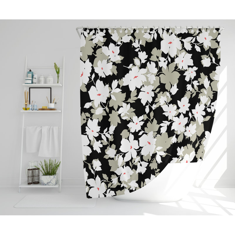 Waterhouse Polyester Shower Curtain Set, 168cm H x 168cm W, Grey/Black