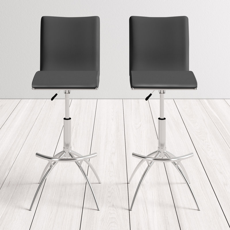 Demorest Swivel Upholstered Adjustable Height Counter Stool, Gray