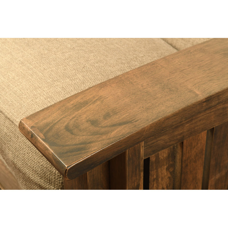 Stratford Full 83" Wide Futon Frame and Mattress, Yes, Linen Stone