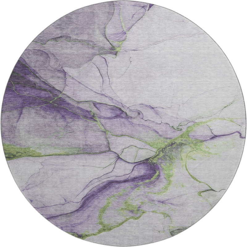 Premium Machine Washable Mehara AMF1690 Abstract Rug, Round 8'