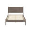 Lit plateforme moderne en bois gris Mid-Century pleine grandeur avec pieds fuselés ronds, ensemble de lattes et lit de sommier sans sommier, conception construite résolument, requise