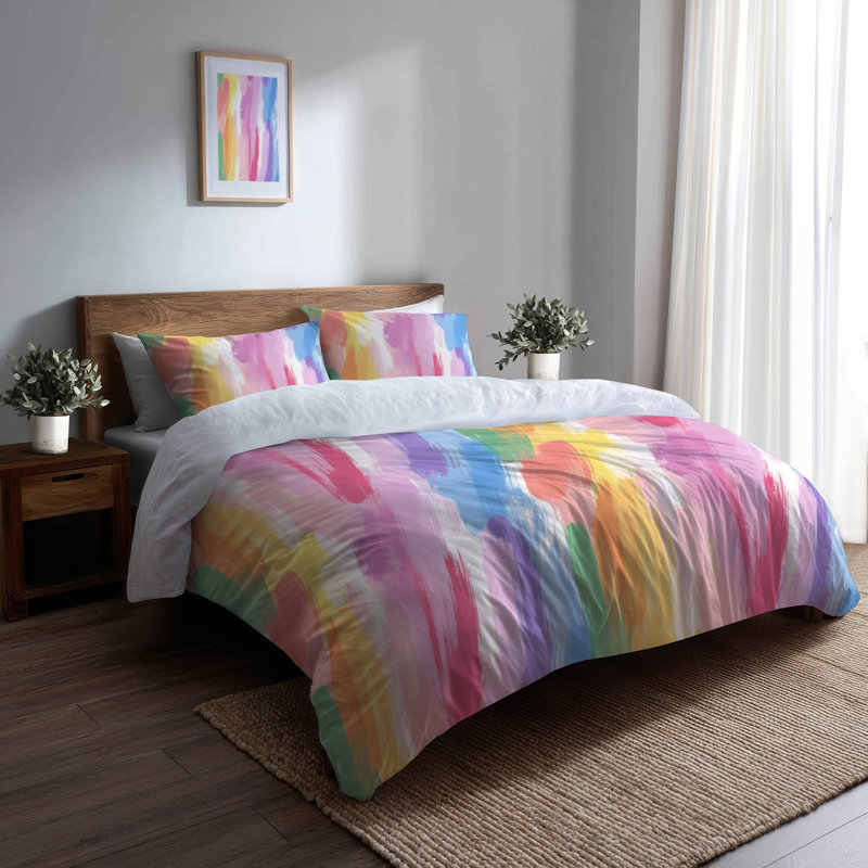 Ensemble de literie colorée 3 pièces Teens - Ensemble de housse de couette et coussin décoratif