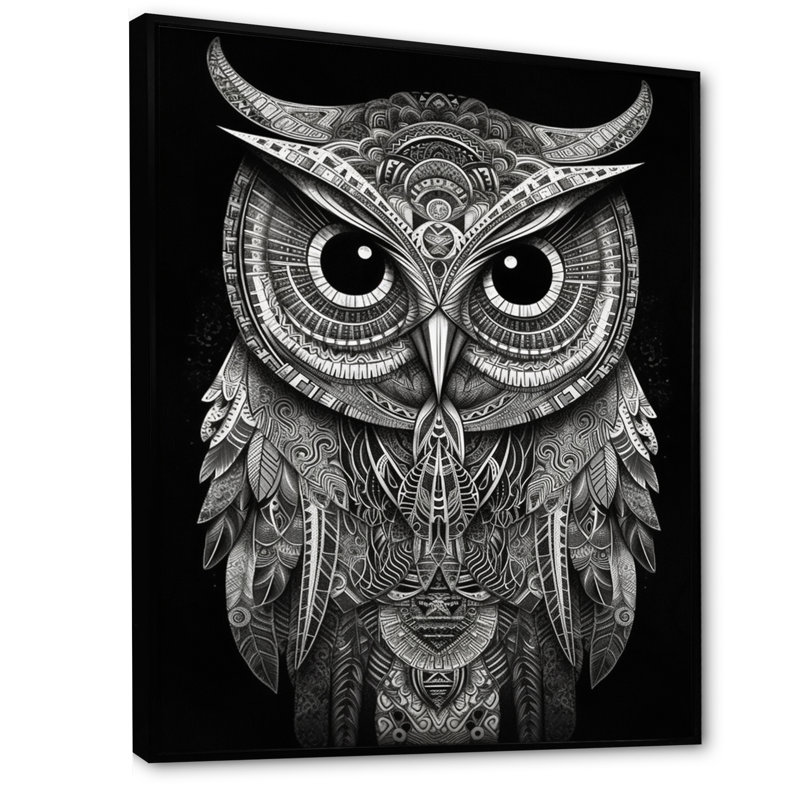 Sagesse du hibou blanc, H 32 po x l 16 po x P 1 po, Cadre flottant noir
