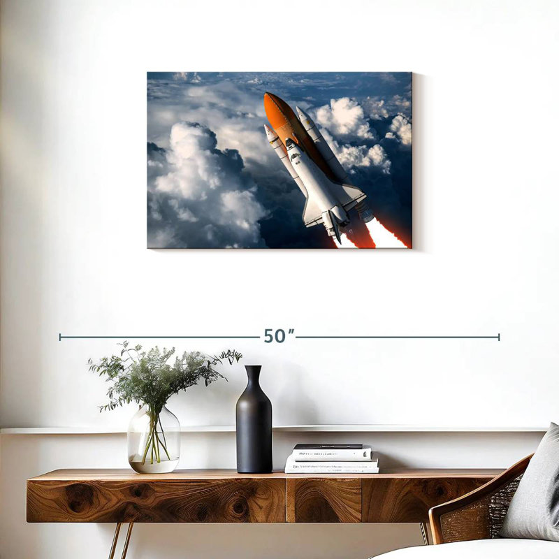 Oberle Cloudy Space Shuttle Flight, 20" H x 30" W