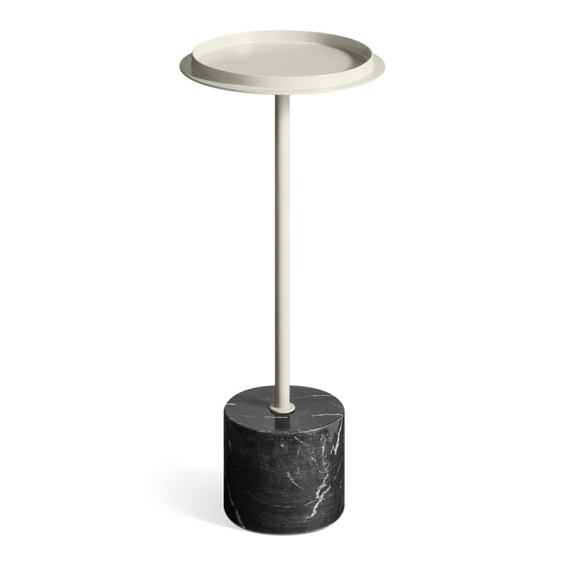 Chit Chat Marble Pedestal End Table, Putty, Cherry