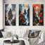 «Moonset And Japonese Maple Tree», 3 pièces sur toile-261027069-261027014