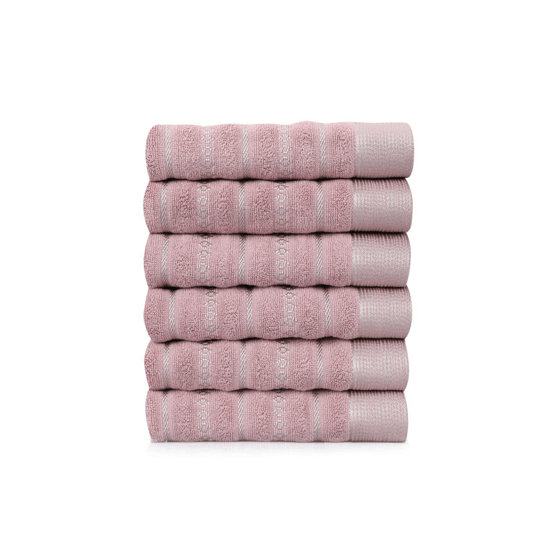 Ensemble de serviettes 6 pièces 100% coton, Rose cendré / gris