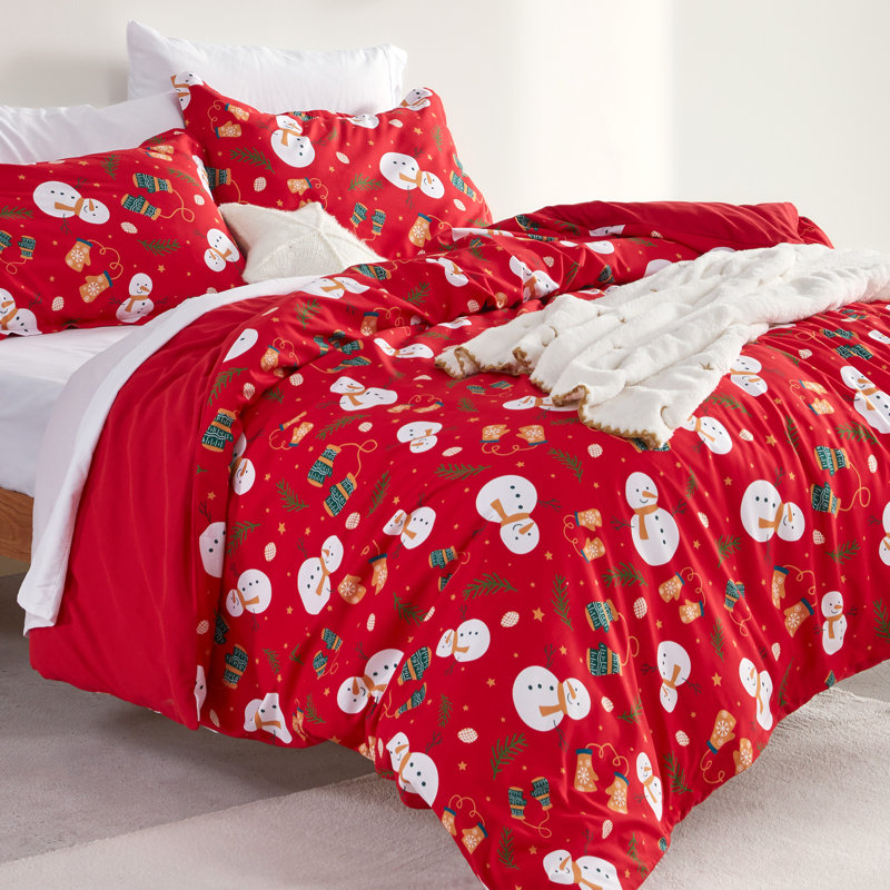  Space Rocket Reversible Duvet Cover Set, Full/Queen, Christmas Snowman